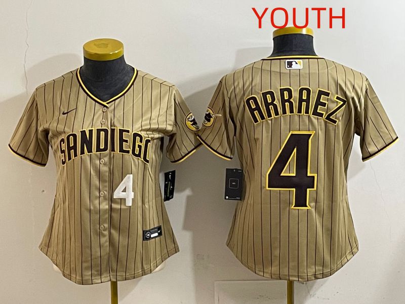 Youth San Diego Padres #4 Arraez Brown Stripe Game 2025 Nike MLB Jersey style 7